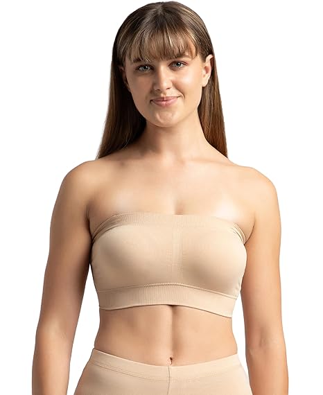 Jockey 1545 Women’s Wirefree Padded Bandeau Bra – Full Coverage with Detachable Straps